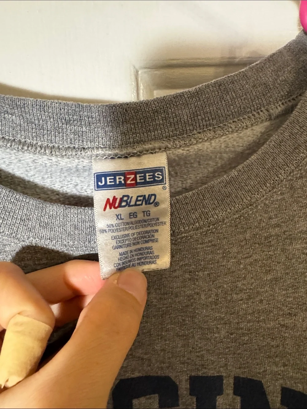 Jerzees Gray Crewneck Sweatshirt with Navy University of  Virginia Print